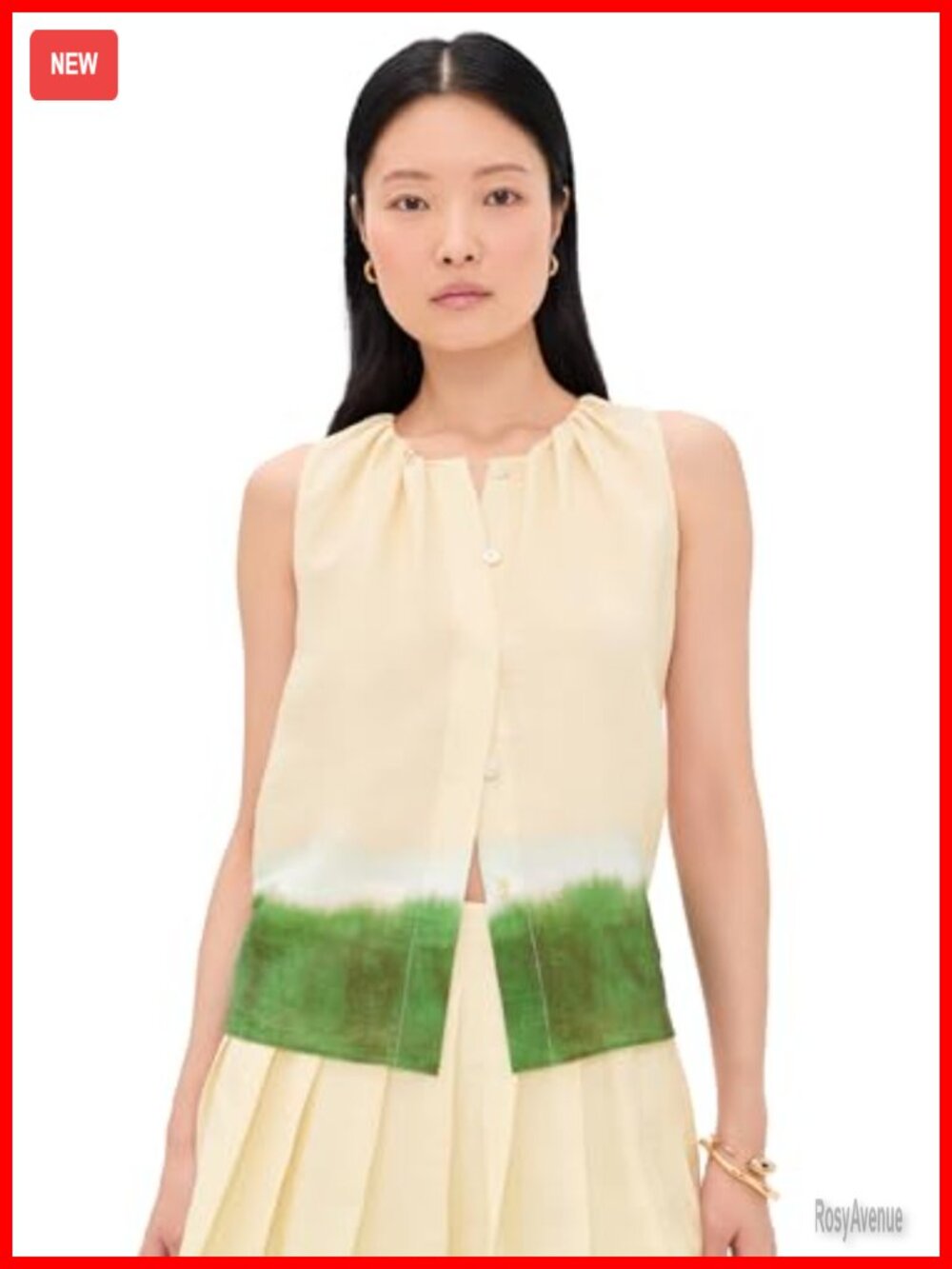 Vince Dip-Dye Sleeveless A-Line Top Lightweight Lyocell Blend Relaxed Fit